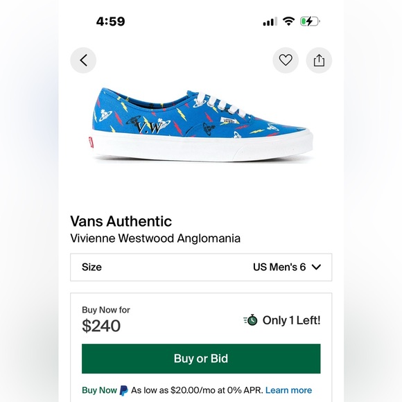 🎯SOLD🎯 Vans Authentic Vivienne Westwood “Anglomania” Men’s 6 or Ladies 7.5 NWT - Picture 16 of 16